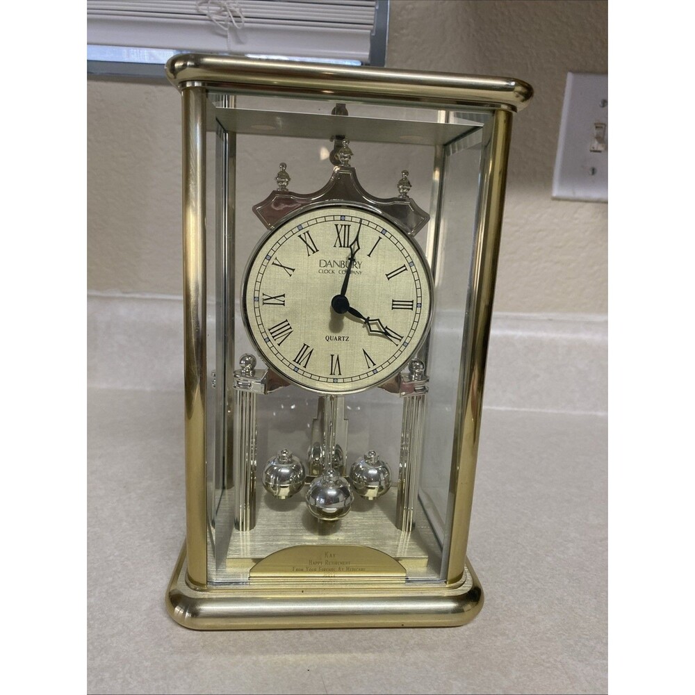 Danbury Clock Company Quartz Torsion Pendulum/ Anniversary Glass Clock, Working
